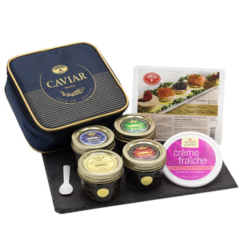 OLMA Royal Caviar Gift Set - 14 oz (400g) of Caviar, including Beluga, Osetra, White Sturgeon, Siberian Osetra Aurora, Serving S