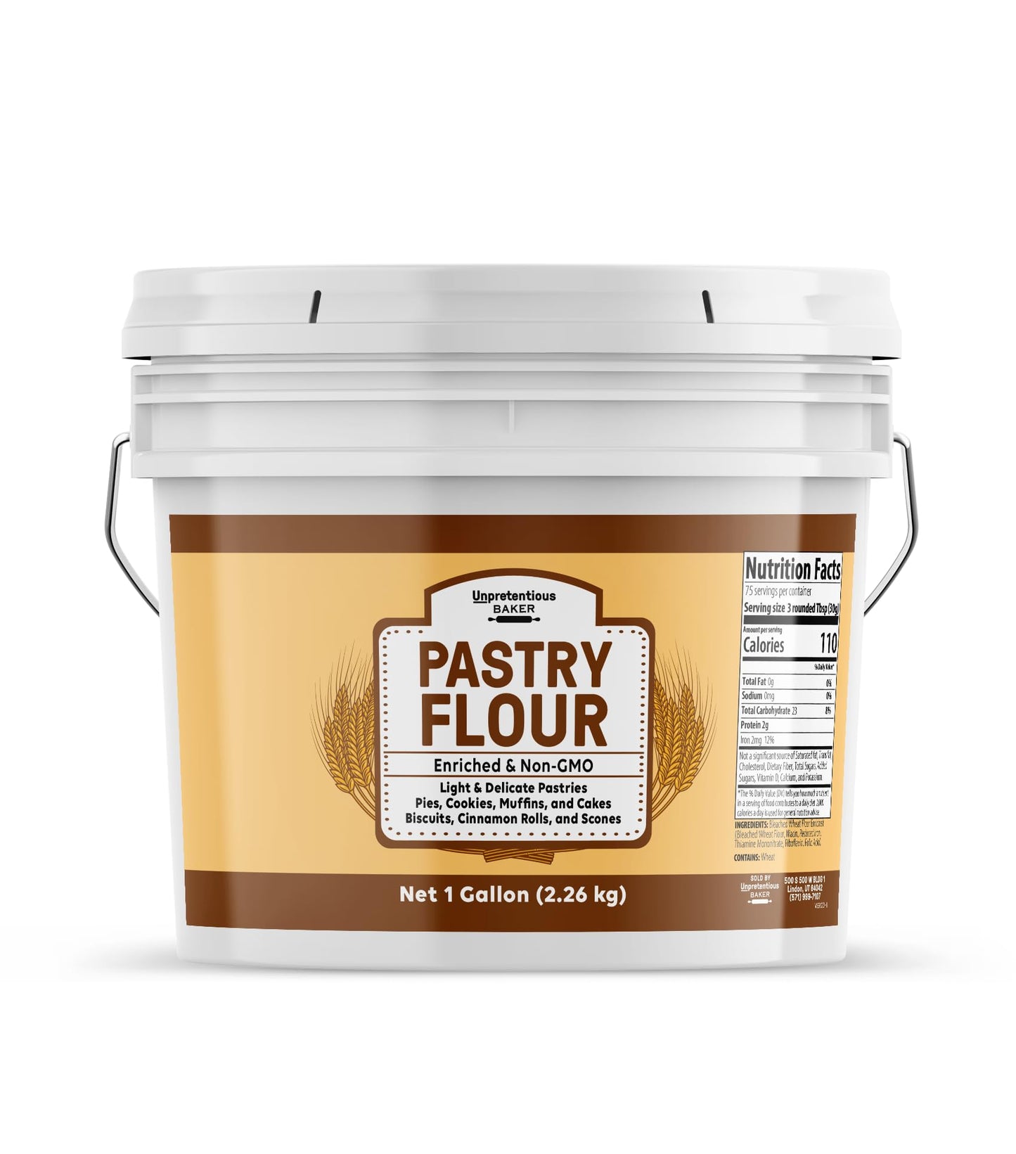 Unpretentious Pastry Flour, 1 Gallon, Non-GMO, Great For Flaky Pastries, Pies, Muffins, Biscuits