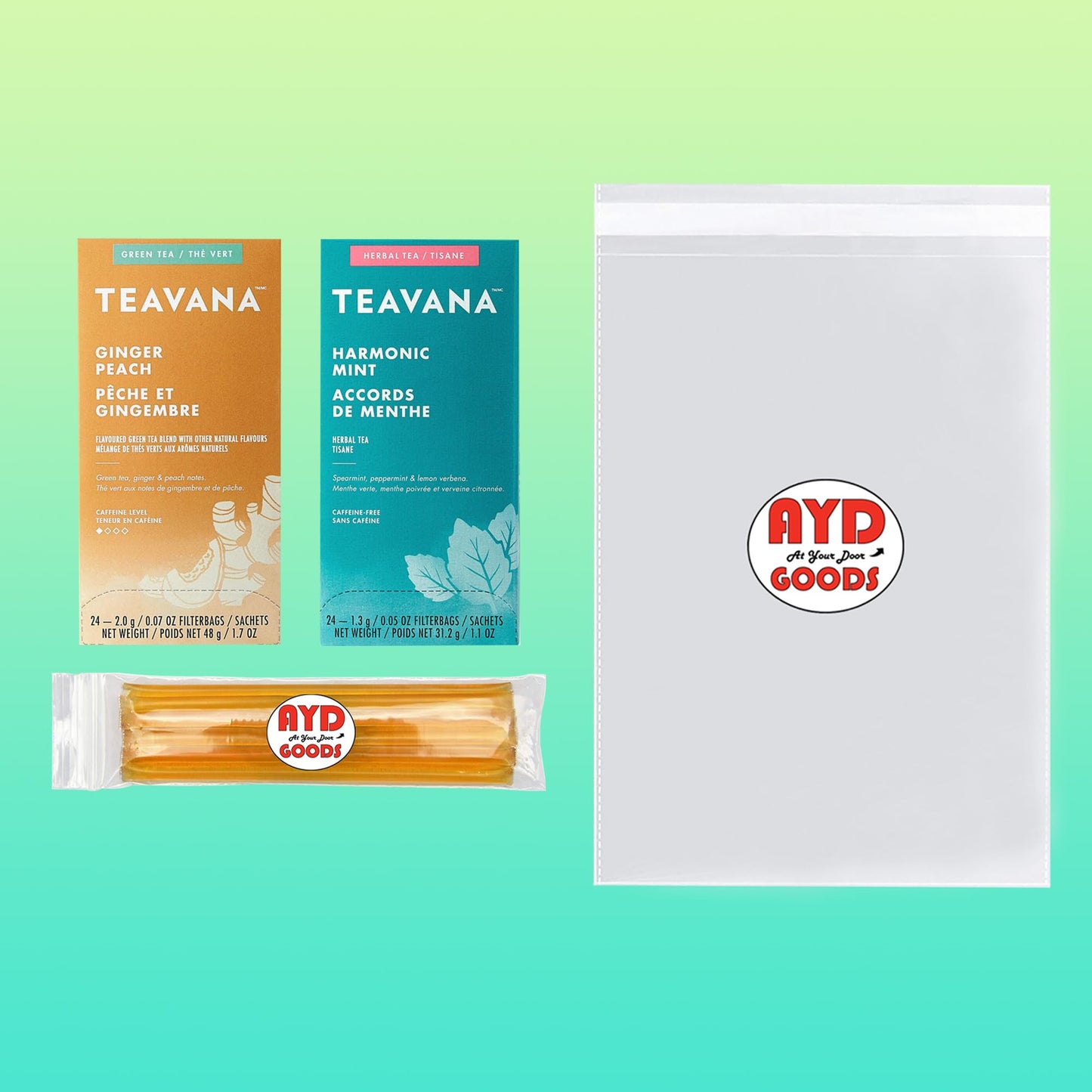 Teavana Medicine Ball, Cold Buster Recipe, 1 Box Each Of Ginger Peach And Harmonic Mint, Total Of 48 Tea Bags, Includes 10 Count