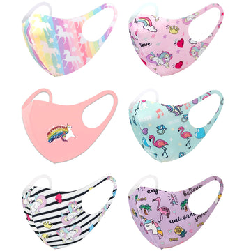 Cbc Crown 6 Pack Unisex Children Dust Protection, Breathable, Washable And Reusable Face Masks, Boys & Girls (6 Pack, Set Xxiii)
