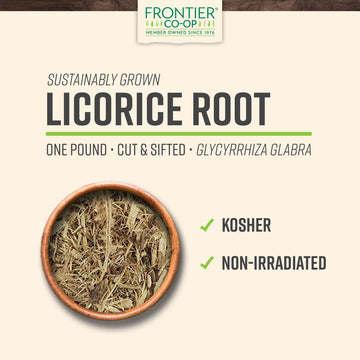 Frontier Co-op Cut & Sifted Licorice Root, 1lb - Brown Herbal Root for Tea and Tinctures, Natural Flavor Enhancer