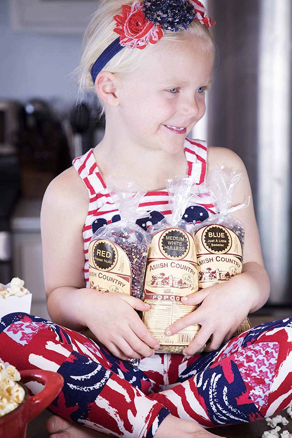 Amish Country Popcorn | Variety Bundles | 3-1 lb Bags | Red - White - Blue Popcorn Kernels | Old Fashioned, Non-GMO and Gluten F
