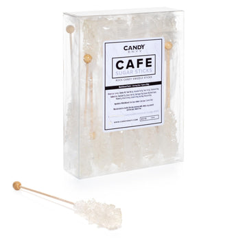 Candy Envy - White Caf   Sugar Sticks Mini Rock Candy - 18 Individually Wrapped Sugar Stirrer - Original Sugar Flavored