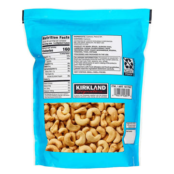 Kirkland Signature Unsalted Whole Cashews, 2.5 lbs - 21.01 x 6.91 x 28.10 cm, Perfect for Snacking and Cooking
