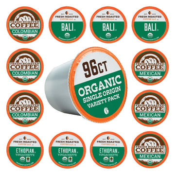 Fresh Roasted Coffee Organic Single-Origin Variety Pack, K-Cup Compatible, 96 Pods
