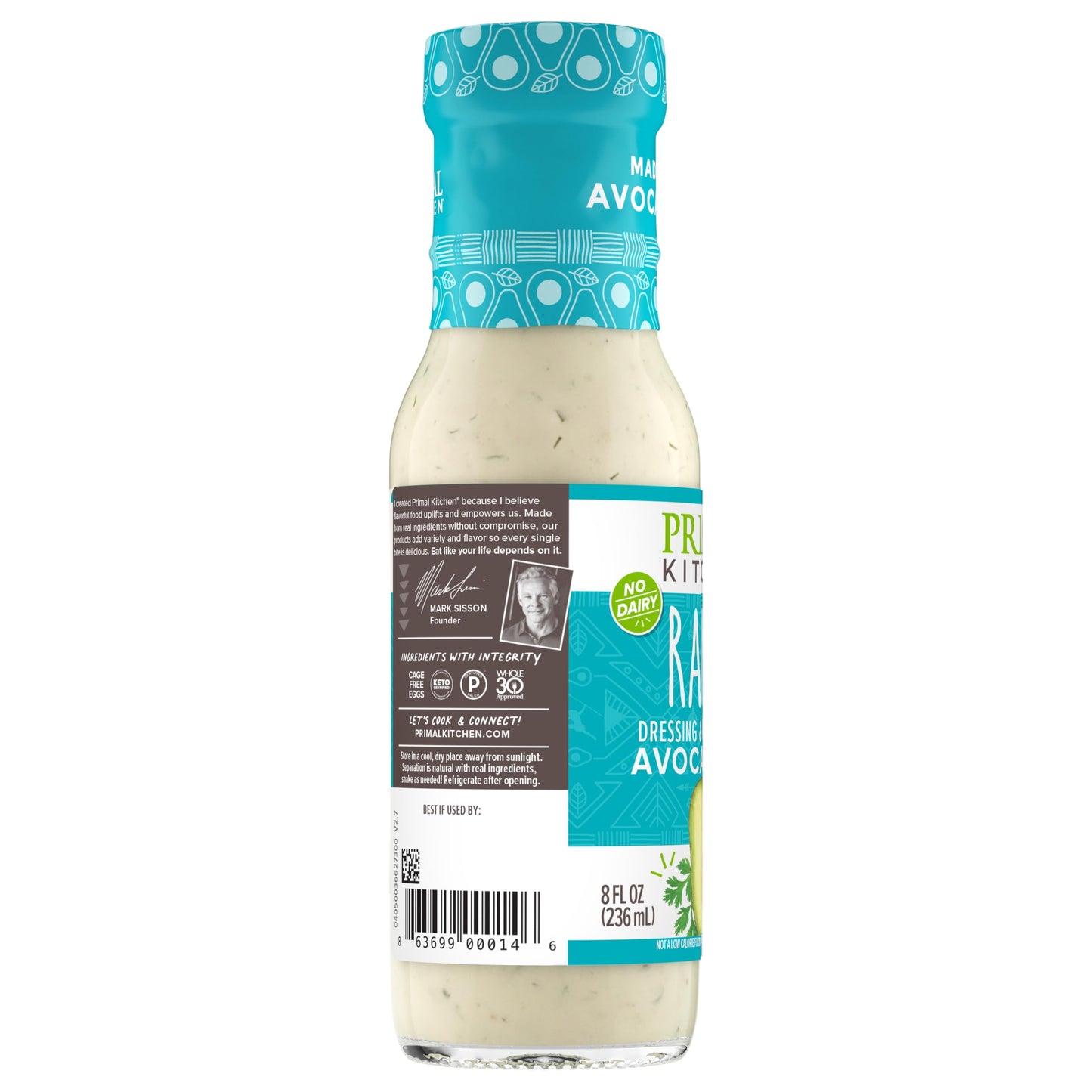 Primal Kitchen Ranch Dressing & Marinade, Avocado Oil, Whole30 Approved, 8 Fl Oz