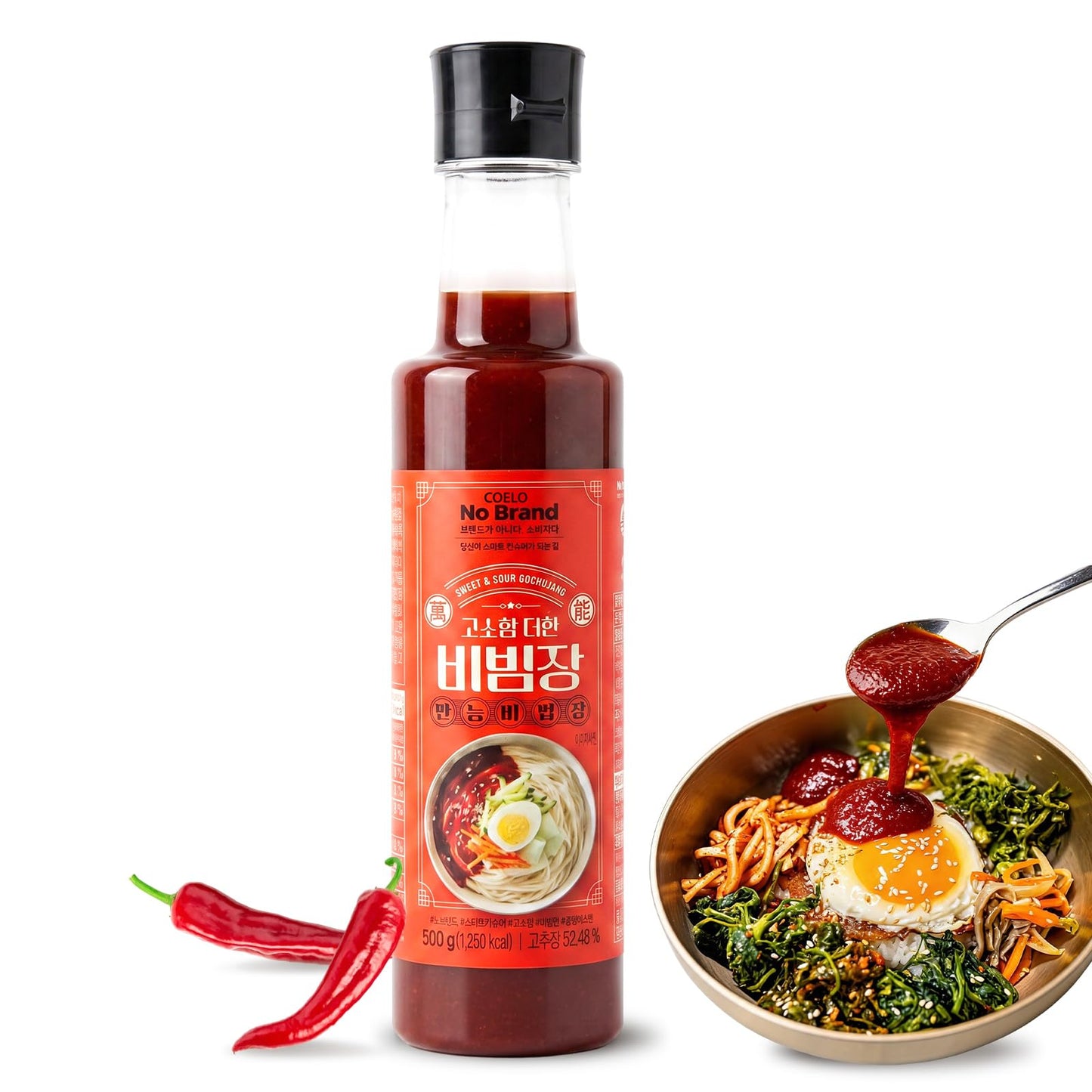 COELO Korean Bibimjang 500g (17.6oz) | Authentic Korean-Style Gochujang Red Pepper Paste | Mild Spicy Sweet Sour Dressing Sauce 