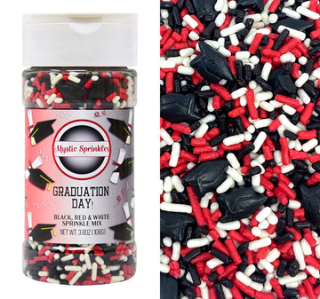 Mystic Sprinkles Graduation Day Sprinkles Mixes (Graduation Day! Black, Red & White Sprinkle Mix 3.8Oz)