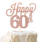 YCTHUNFISH Happy 60th Cake Topper Black Glitter Number 60, Rose Gold Bamboo Decoration for 60th Birthday Party Supplies
