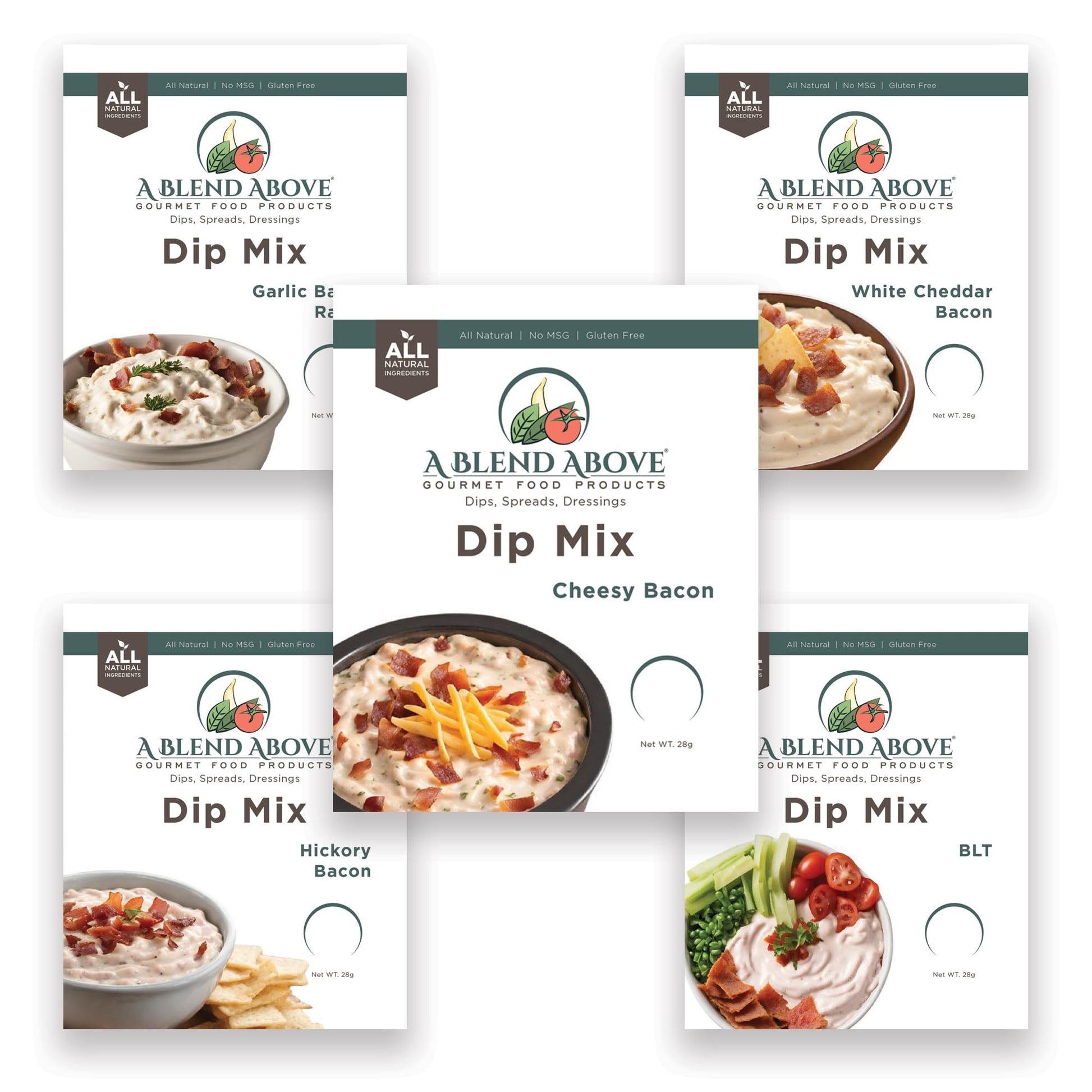 A Blend Above Bacon Lovers Dip Mix, 5 Packets - Gluten-Free, Vegan, Low Carb, 16 Ounces