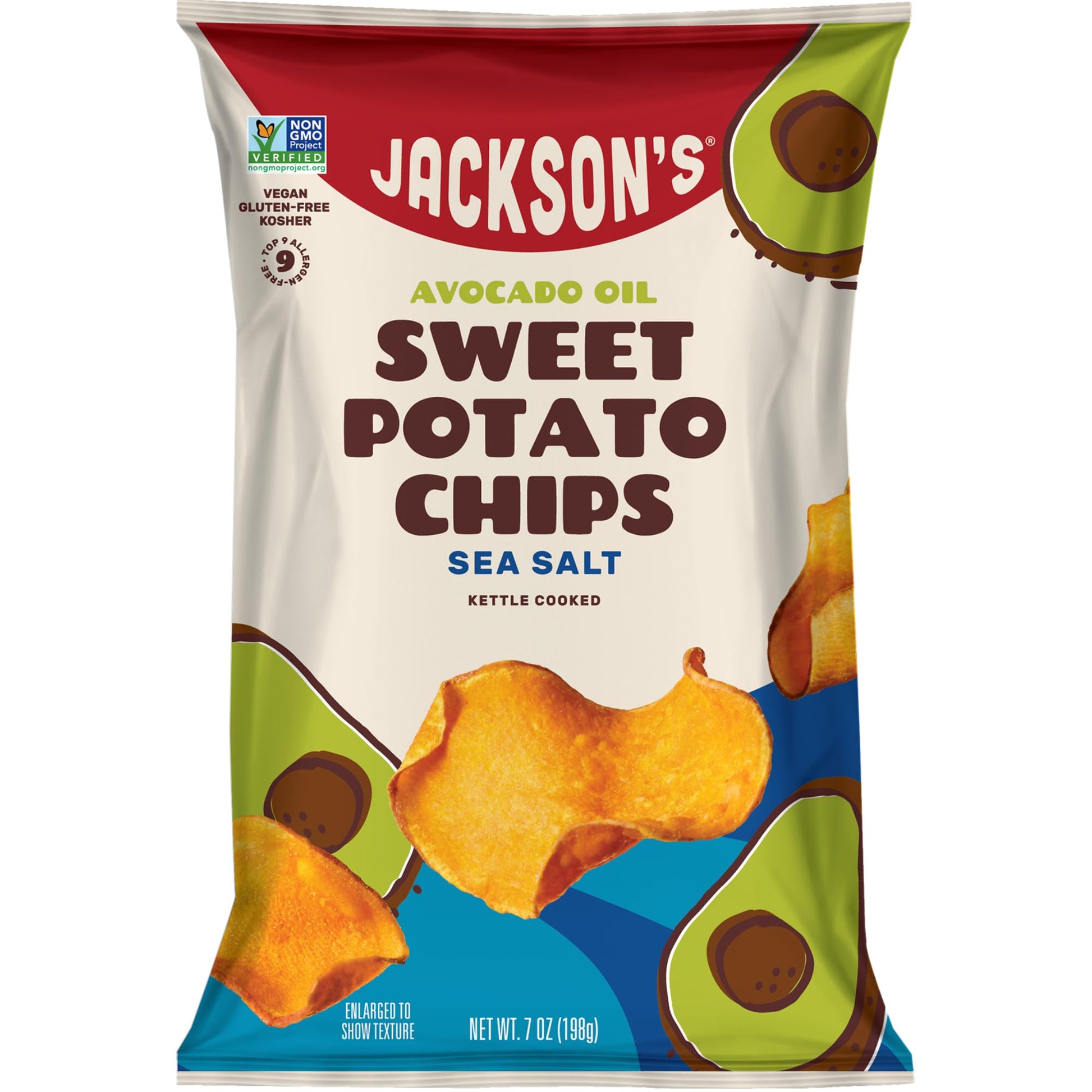 Jacksons Sweet Potato Kettle Chips, Sea Salt, 7 Ounce (Pack of 6), Allergen-Friendly, Gluten Free, Vegan, Paleo Friendly