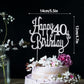 LINGTEER Rhinestone Cake Topper for 40th Birthday, Sparkly Silver Decoration, Cheers to Forty Years