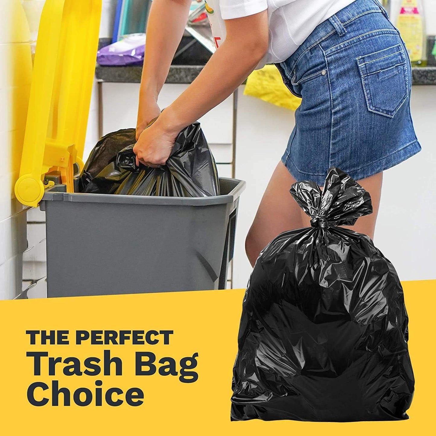 Toughbag 33 Gallon Trash Bags, 32 X 38'' Black Garbage Bags (50 Count) - Heavy Duty 3 Mil Outdoor Industrial Garbage Can Liner F