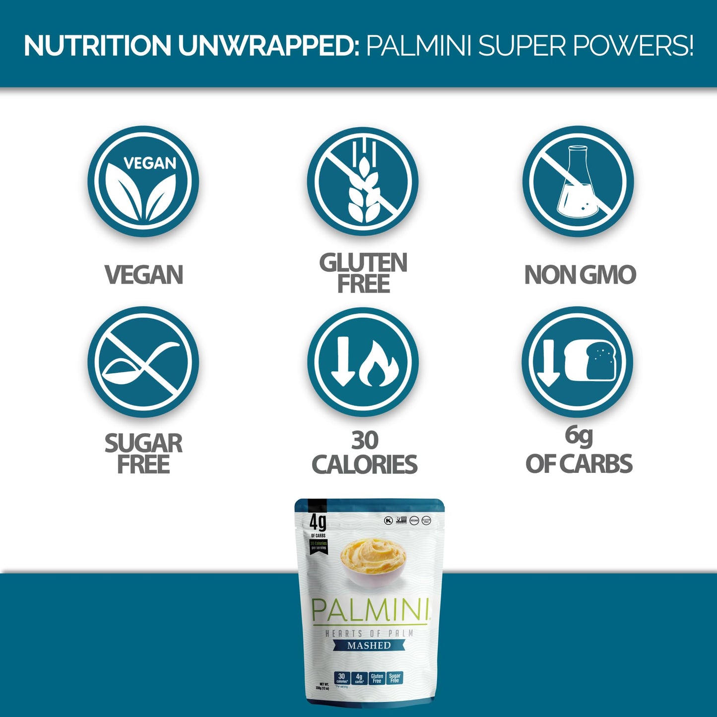 Palmini Mashed Hearts of Palm | Low-Carb, Gluten Free, Vegan | 12 Ounce Pouch