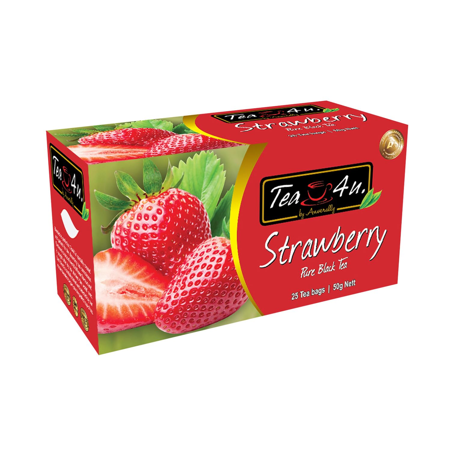 Tea4U Flavored Black Ceylon Teabags - Strawberry | Ideal Quality From Sri Lanka'S Finest Leaves And Expertly Blended - 25 Count