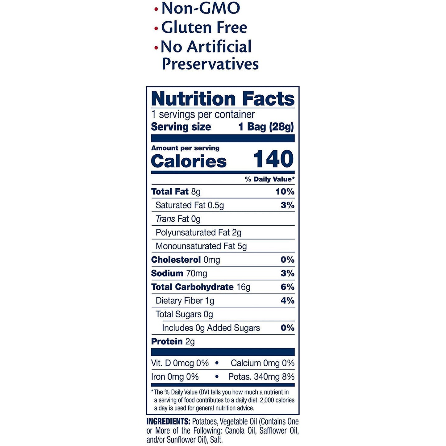 Cape Cod Original Kettle Cooked Potato Chips, Gluten-Free 1Oz Bag (Pack Of 24, Total Of 24 Oz)