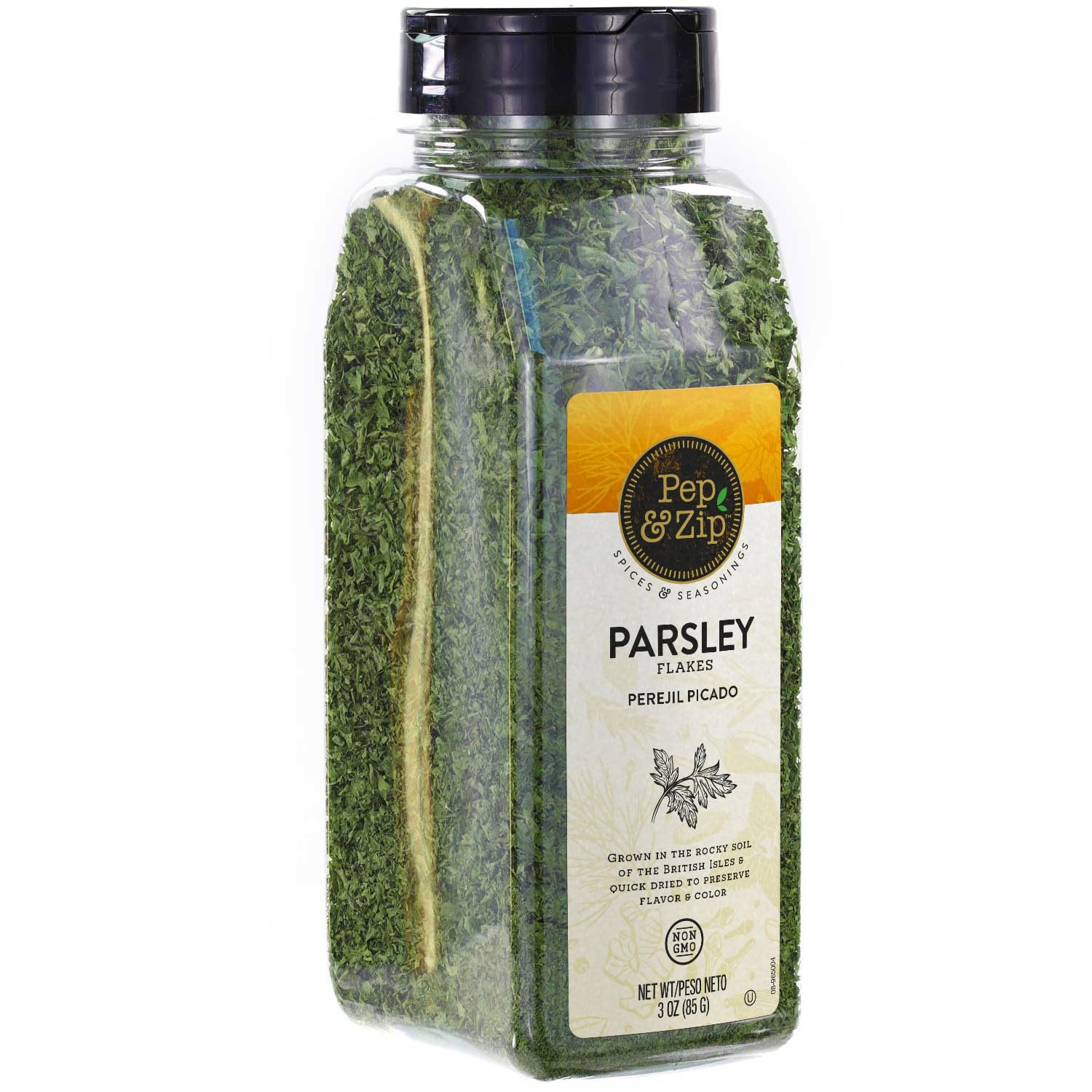 Pep And Zip Parsley Flakes/Perejil Picado, Great On Chicken, Salads, Non-Gmo, Kosher, 3 Oz - Bonus Size With 20% More!