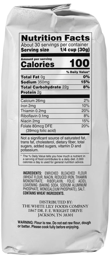 White Lily Self-Rising, Enriched Bleached Flour, 2 Lb Bag (Pack Of 2)
