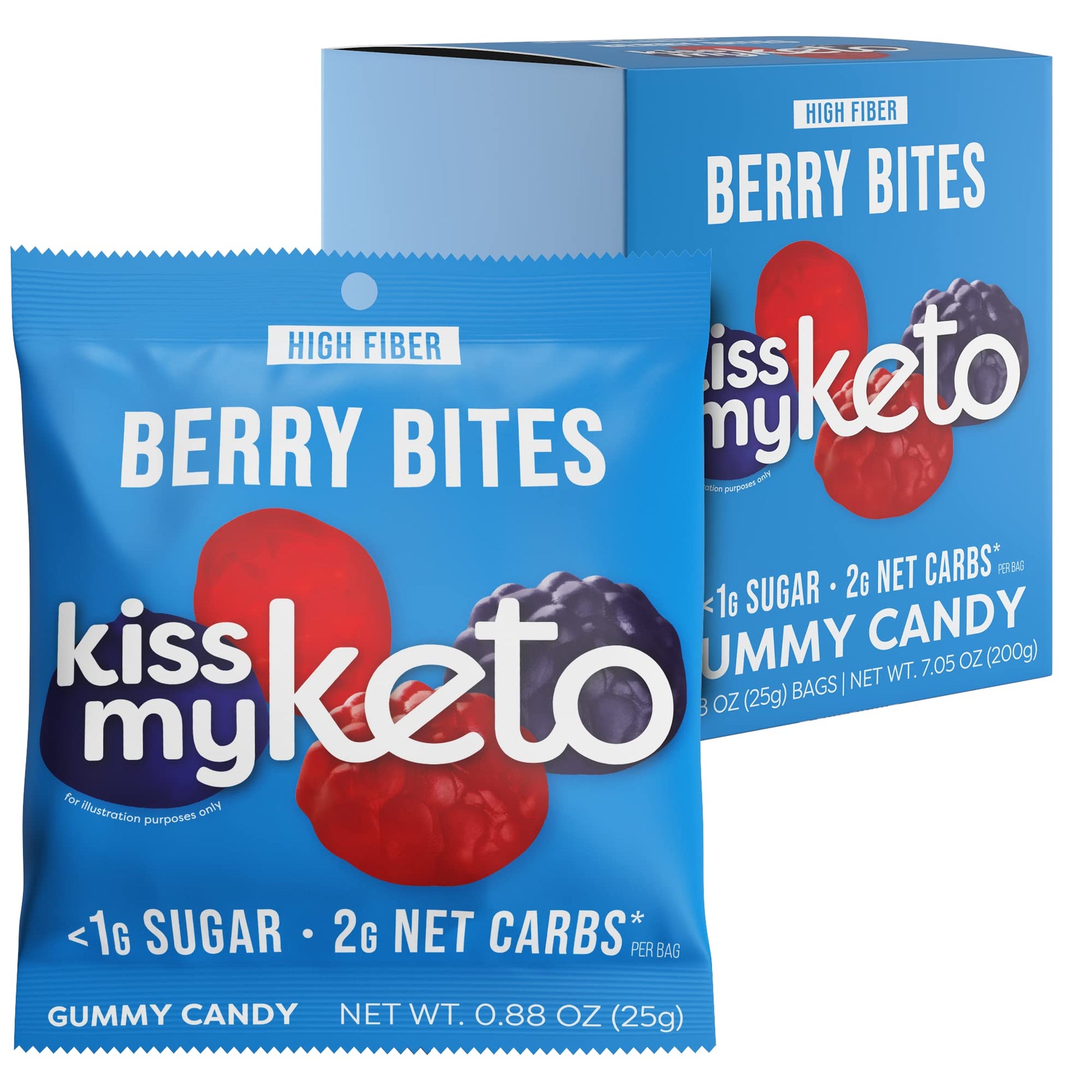Kiss My Keto Gummies Candy - Low Carb Candy Berry Bites, Keto Snack Pack - Healthy Candy Gummys - Vegan Candy, Keto Gummy Candy 