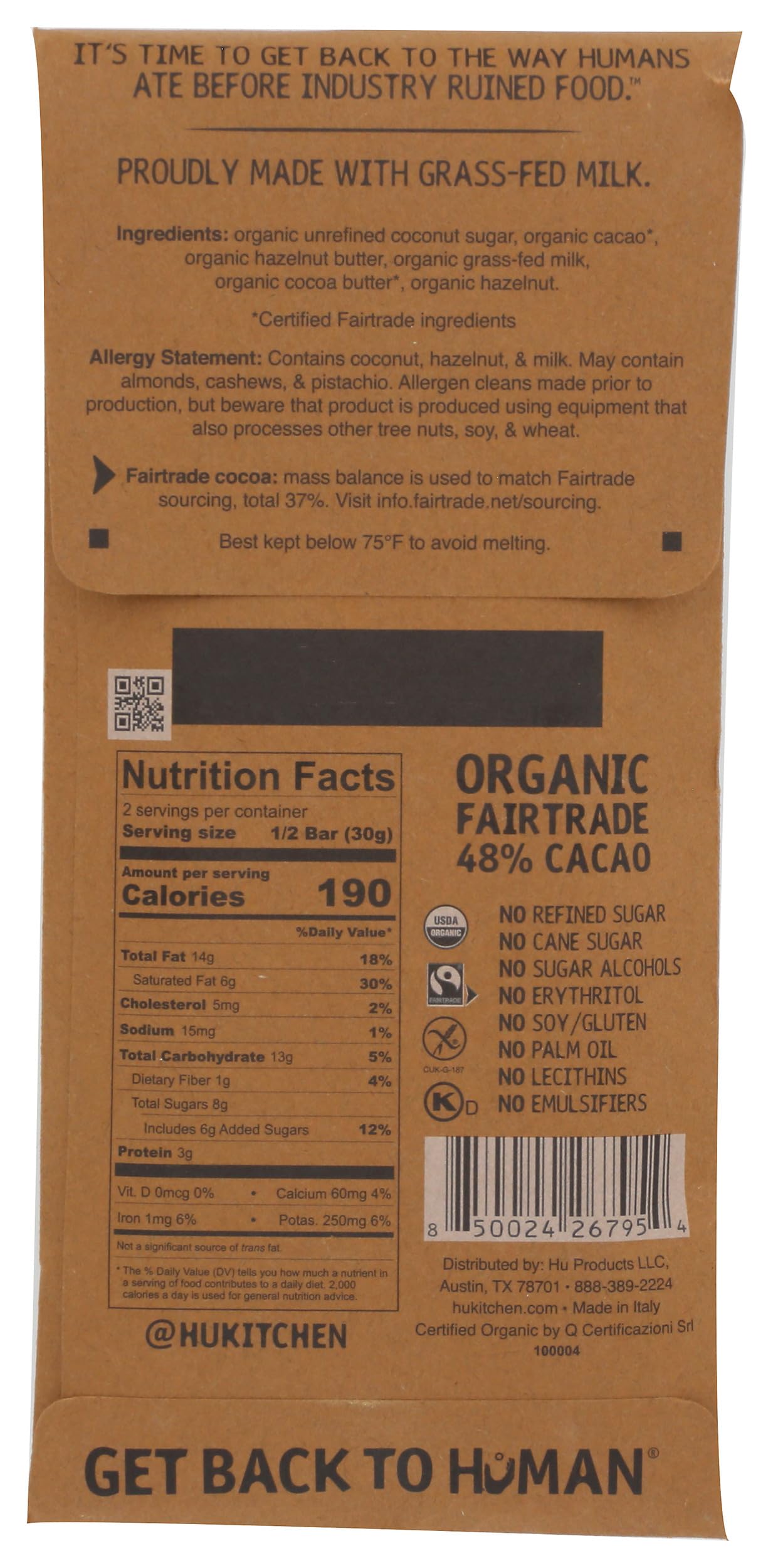 Hu Chocolate Crunch Bar, 2.1 Ounce, Pack of 1
