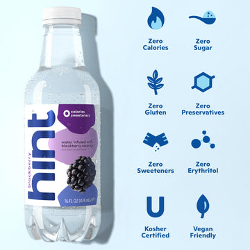 Hint Water Blackberry, Pure Water Infused with Blackberry, Zero Sugar, Zero Calories, Zero Sweeteners, Zero Preservatives, Zero