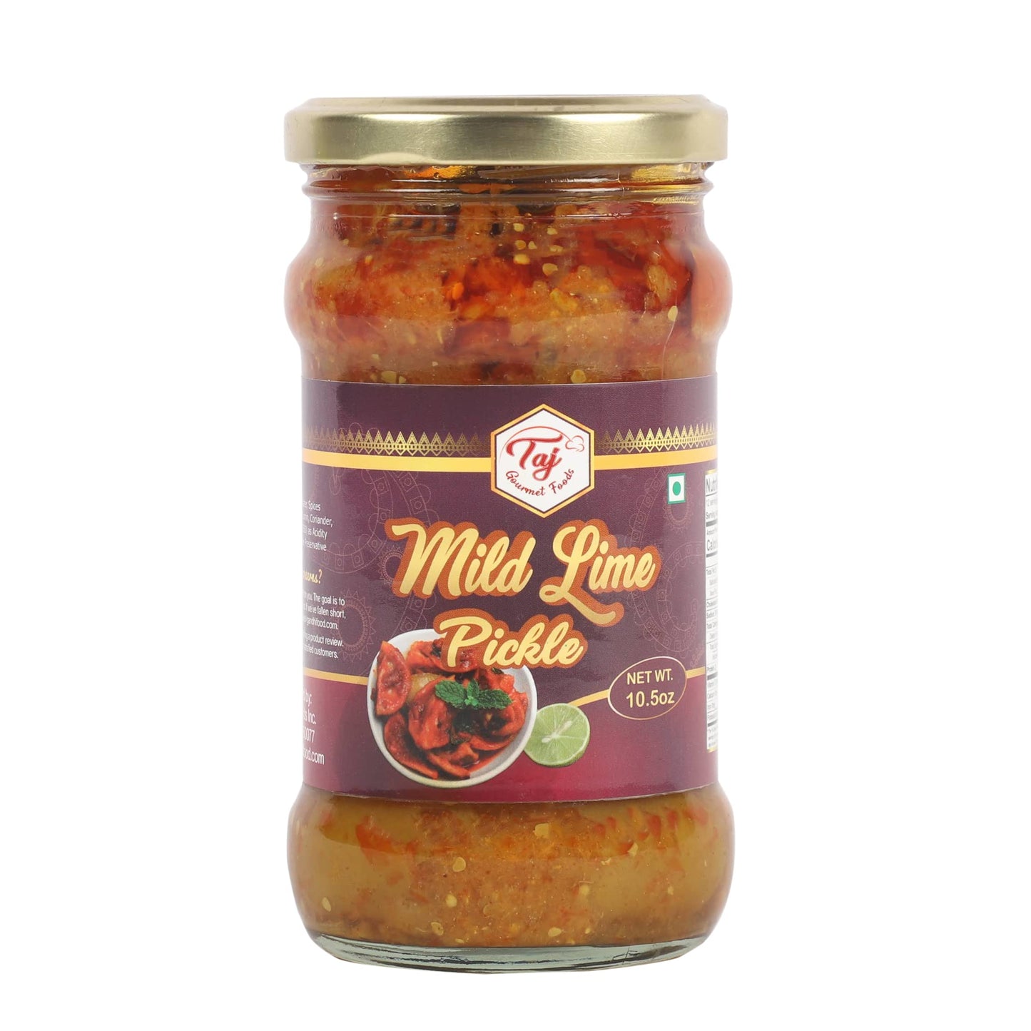 TAJ Mild Lime Pickle | Medium Lime Achar | 300g (10.5oz)