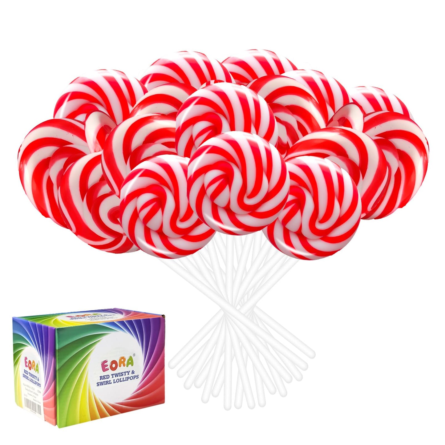 32 Pack Cranberry Red Twisty & Swirl Lollipops, Valentine's Day Swirl Lollipops Candy Individually Wrapped Bulk, Red Candy Lolli