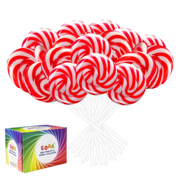 32 Pack Cranberry Red Twisty & Swirl Lollipops, Valentine's Day Swirl Lollipops Candy Individually Wrapped Bulk, Red Candy Lolli