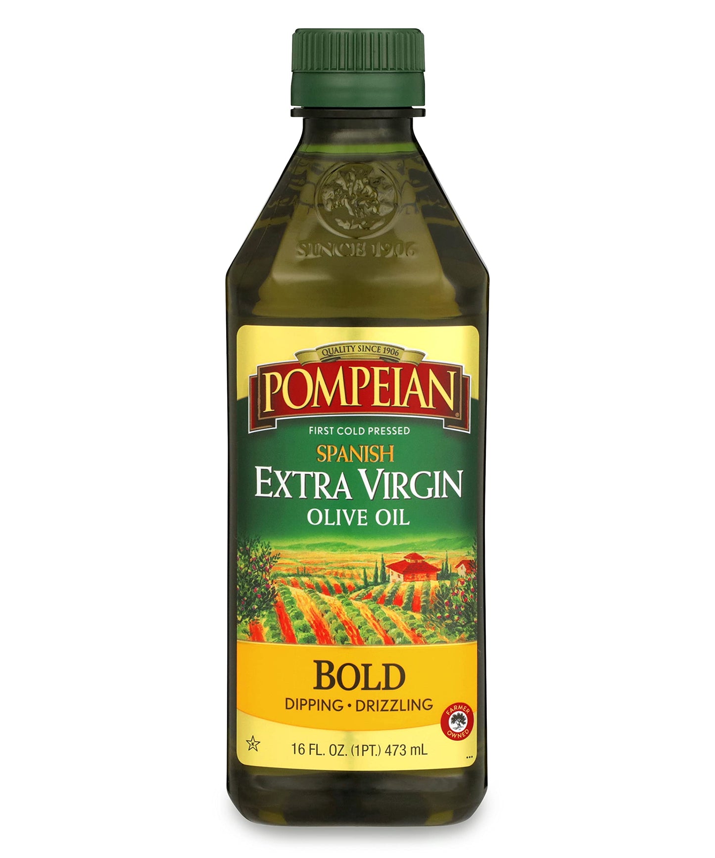 Pompeian Spanish Bold Extra Virgin Olive Oil, First Cold Pressed, Strong, Fruity Flavor, Perfect For Dipping And Drizzling, 16 Fl. Oz.