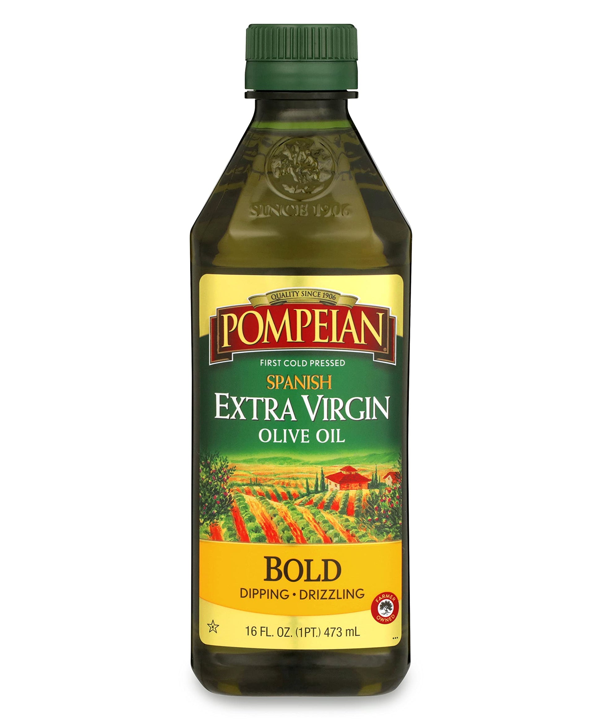 Pompeian Spanish Bold Extra Virgin Olive Oil, First Cold Pressed, Strong, Fruity Flavor, Perfect For Dipping And Drizzling, 16 Fl. Oz.