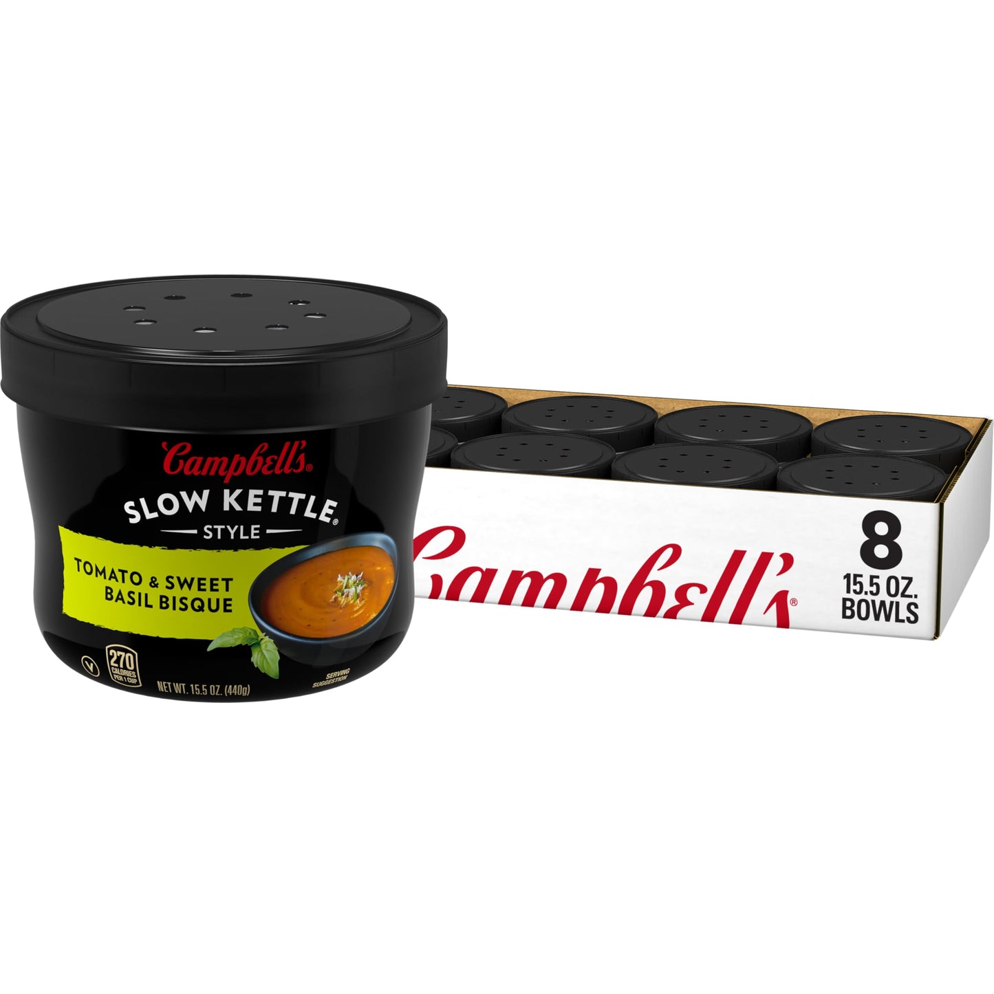 Campbell'S Slow Kettle Style Tomato & Sweet Basil Bisque, 15.5 Oz. Tub (Pack Of 8)