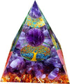 Moonstone Crystal Orgone Pyramid - Amethyst Ball Tree Of Life - Ogan Crystal Energy Tower - Nature Reiki Healing Chakra Crushed 
