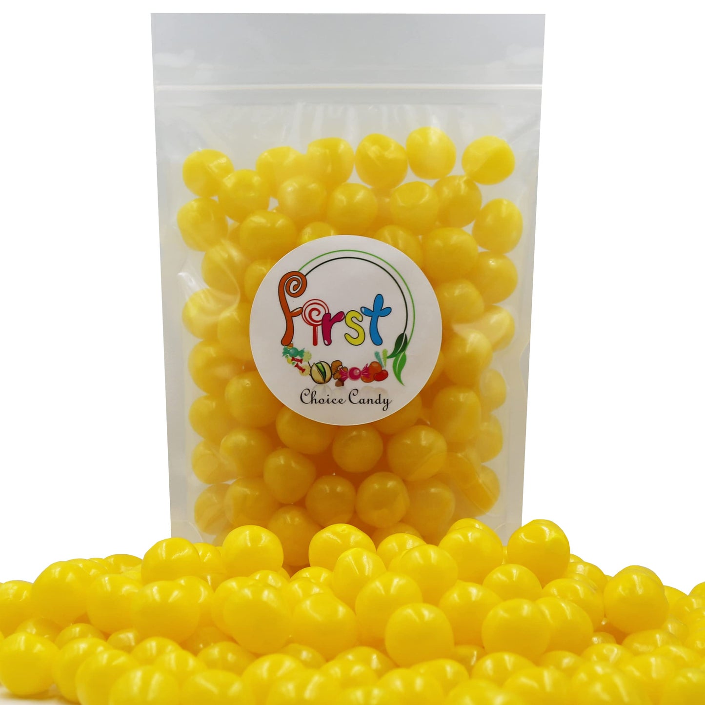 Sour Chewy Fruit Candy Balls (Yellow Lemon, 1 Pound)