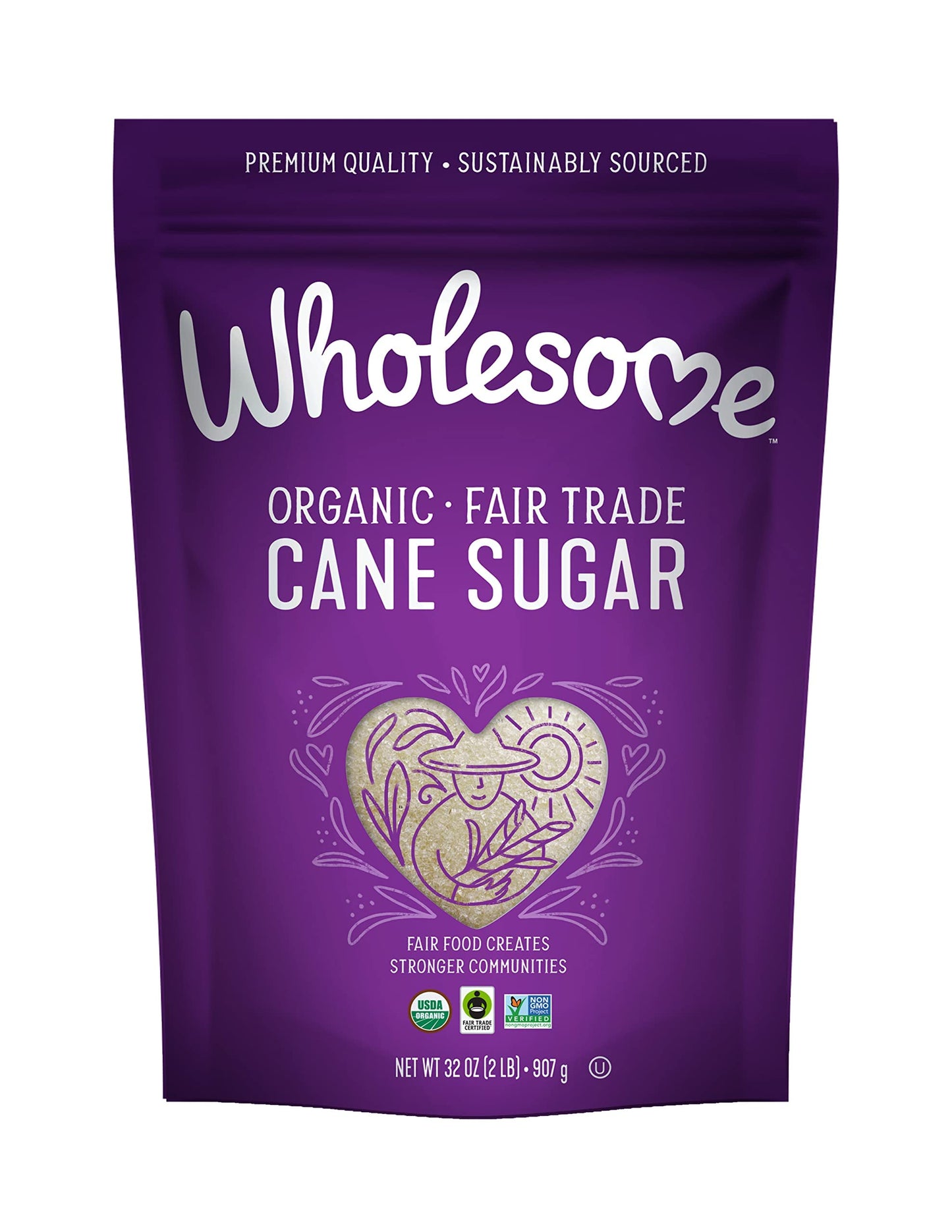 Wholesome Sweeteners 32-Ounce Organic Cane Sugar, Fair Trade, Non GMO, Gluten Free, Pure & Vegan, for Baking and Sweetening, 12