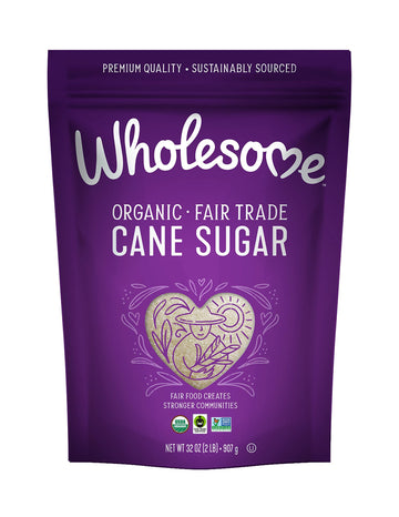 Wholesome Sweeteners 32-Ounce Organic Cane Sugar, Fair Trade, Non GMO, Gluten Free, Pure & Vegan, for Baking and Sweetening, 12