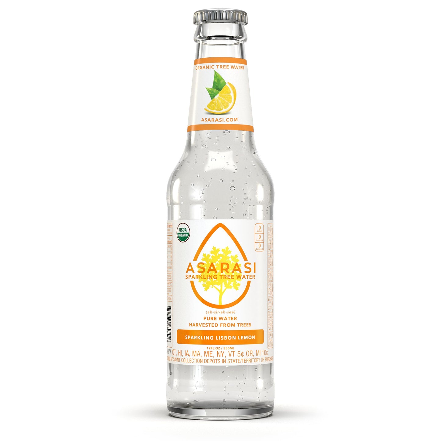 Asarasi Organic Sparkling Lisbon Lemon Tree Water - 12 Pack