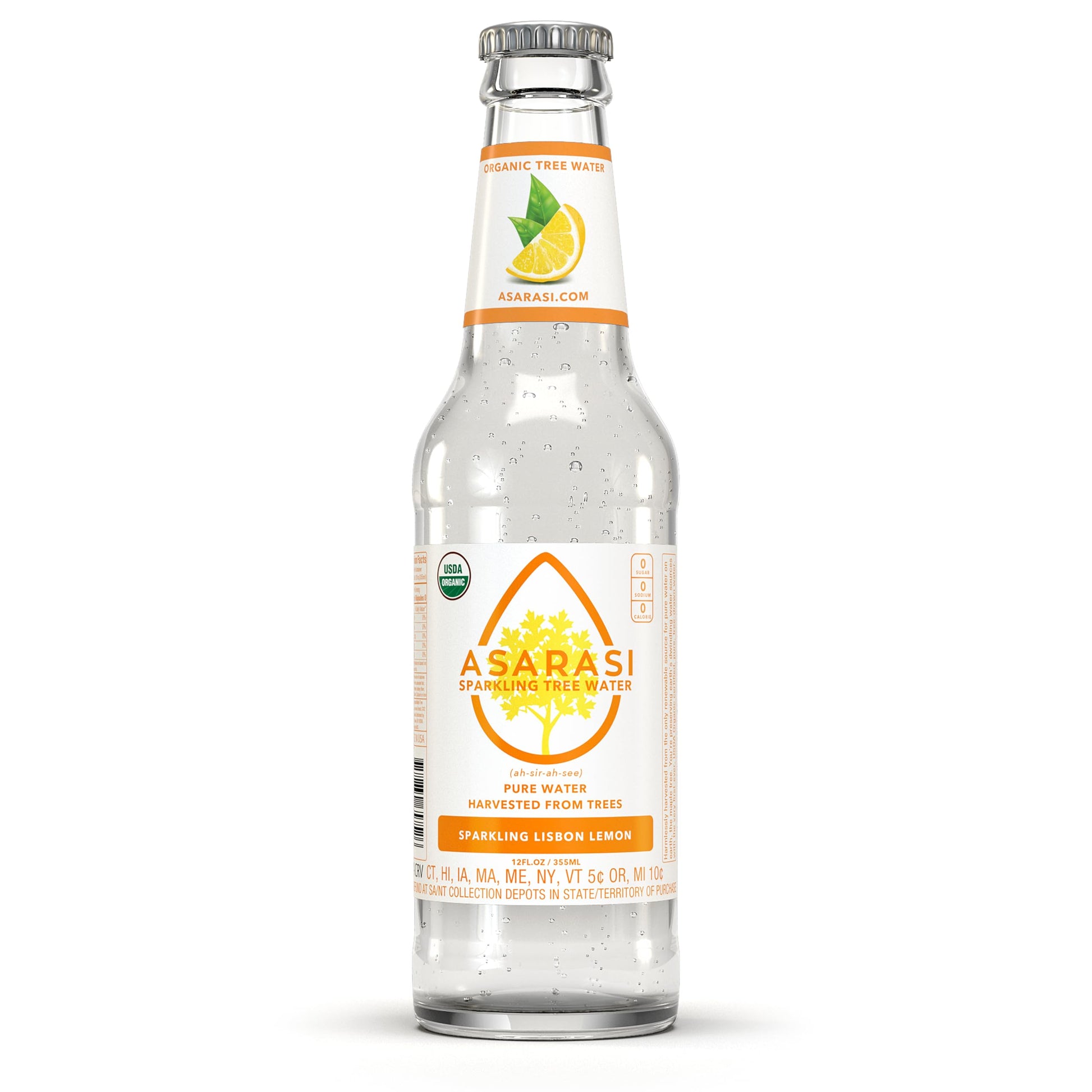 Asarasi Organic Sparkling Lisbon Lemon Tree Water - 12 Pack