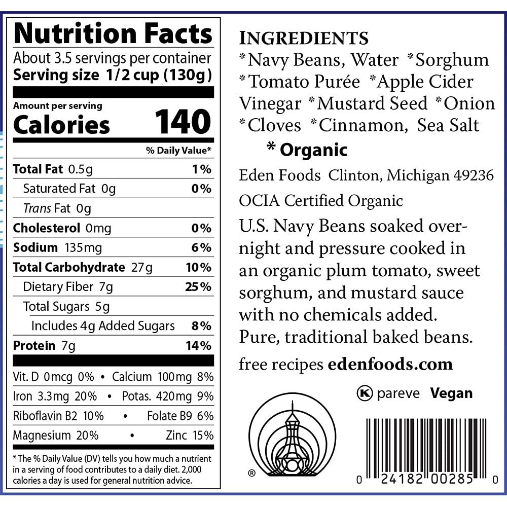Eden Foods Organic Baked Beans with Sorghum and Mustard, 15 oz