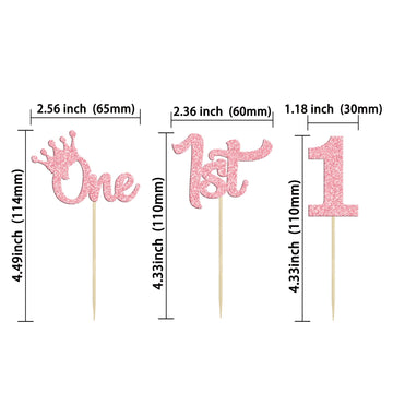24Pcs One Cupcake Toppers Glitter 1St Birthday Cupcake Pick Decorations For Baby Shower First Birthday Party Cake Decorations Su