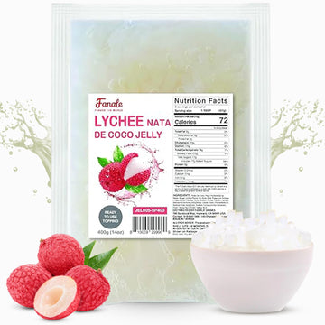 Fanale Coconut Jelly Topping nata de coco for Bubble Tea 400 g | Lychee Jelly | for Boba Tea  Smoothies  Slushes  Desserts 400g