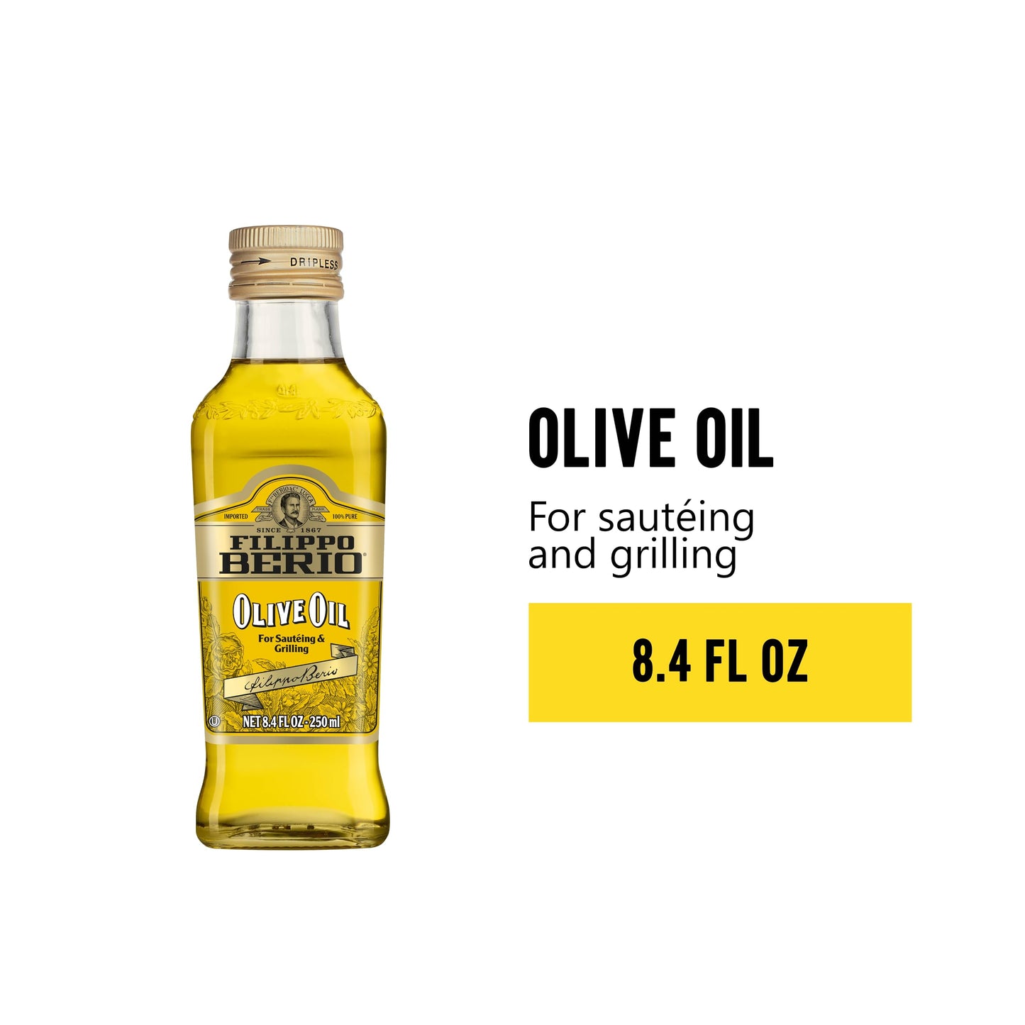 Filippo Berio Pure Olive Oil, 8.4 Ounce Glass Bottle