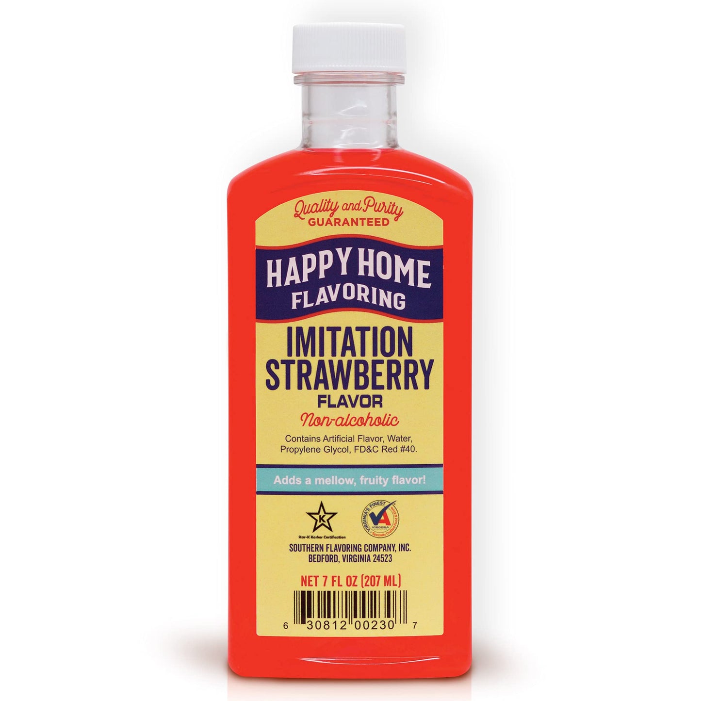 Happy Home Strawberry Flavoring, Non-Alcoholic, Certified Kosher, 7 Fl Oz