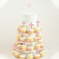 YCTHUNFISH Cupcake Toppers 24 Pack Glitter Cardstock Rose Gold for Baptism Baby Shower Birthday Party Decorations