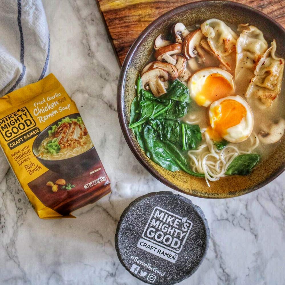 Mike s Mighty Good Ramen Chicken Noodle Soup Pillow Pack - Fried Garlic Chicken Instant Ramen Noodles - Organic Non-GMO - 2.2 O