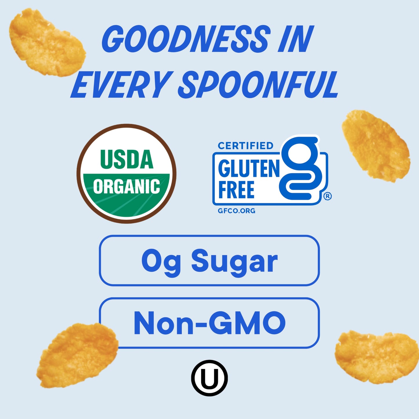 The Real Cereal Company, Organic Corn Flakes Cereal 3-Pack, Zero Sugar, Gluten-Free, Non-Gmo, Made In California