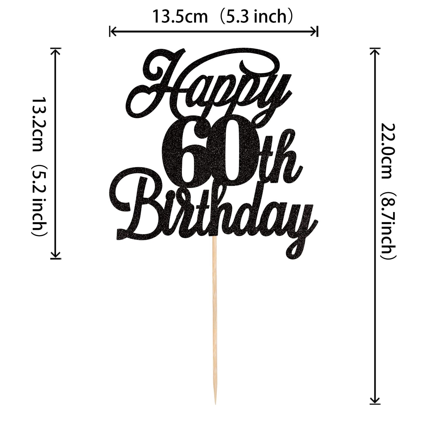 Rssta i Birthday Cake Topper Black Glitter 60 & Fabulous, Celebrating 60th Birthday, Model XM063-new-Black 60th