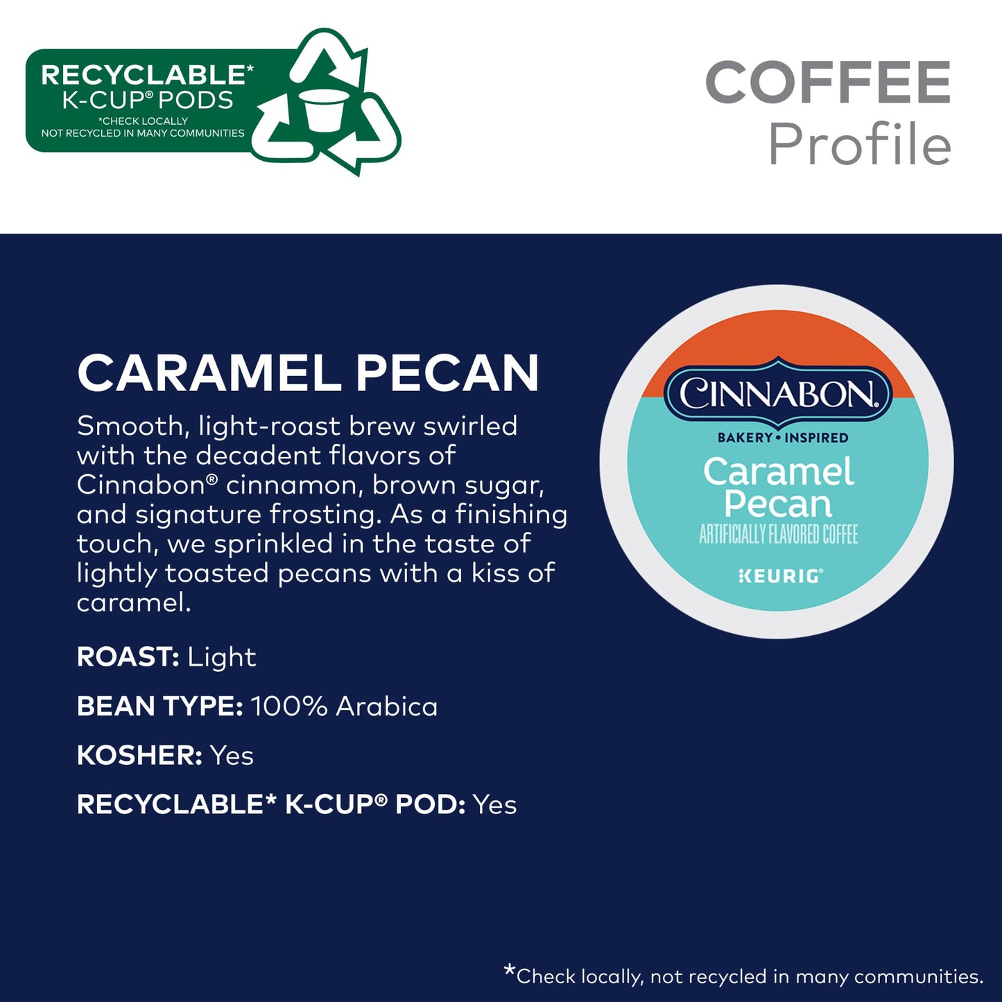Cinnabon Caramel Pecan Coffee, Keurig Single Serve K-Cup Pods, 60 Count (6 Packs Of 10)