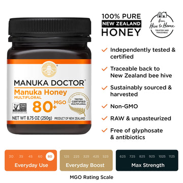 Manuka Doctor - Mgo 80+ Manuka Honey Multifloral, 100% Pure New Zealand Honey. Certified. Guaranteed. Raw. Non-Gmo (8.75Oz)