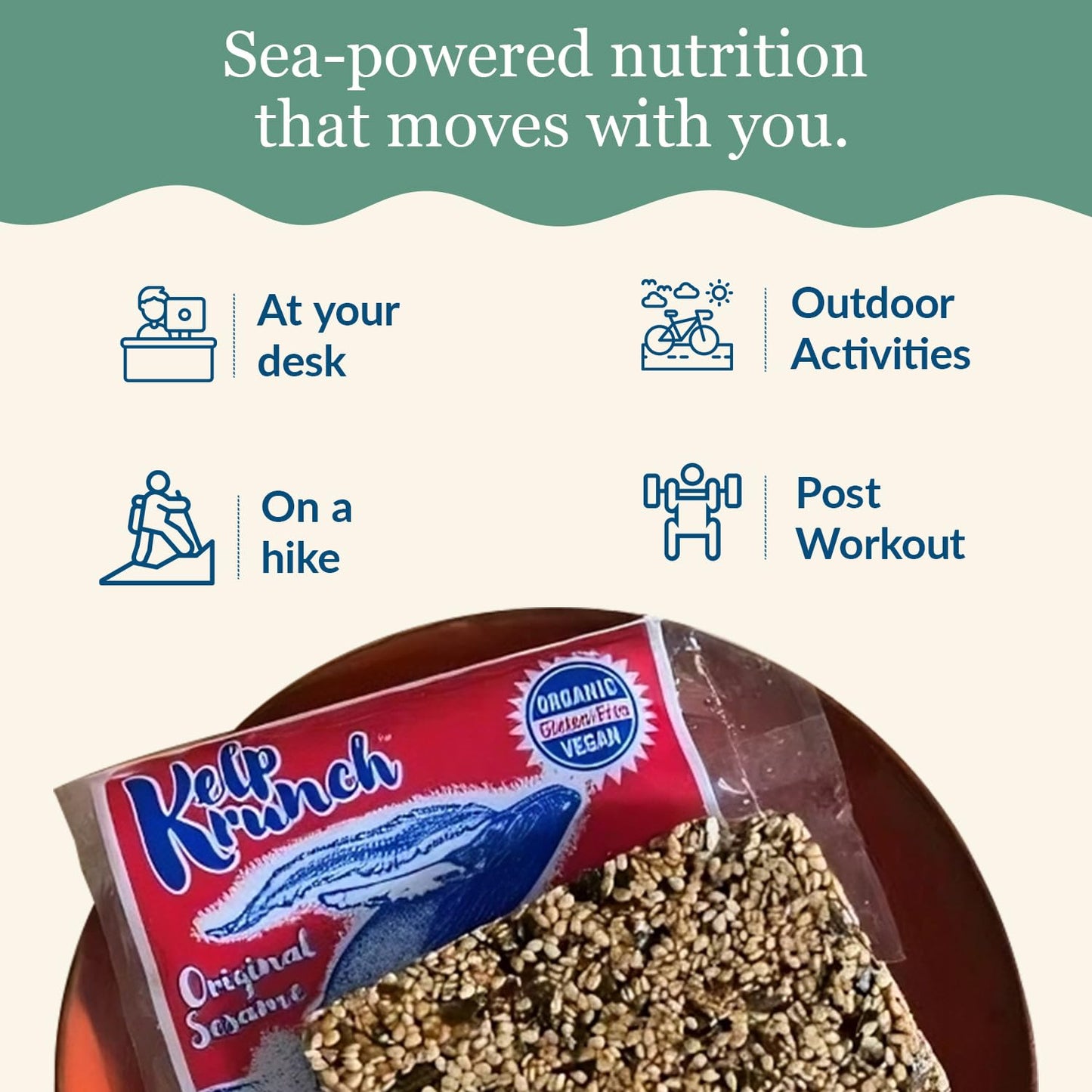 Maine Coast Sea Vegetables Kelp Krunch Ginger Sesame Bars | Organic Sesame Ginger Snacks | Crunchy Seed Bars With Wild-Harvested