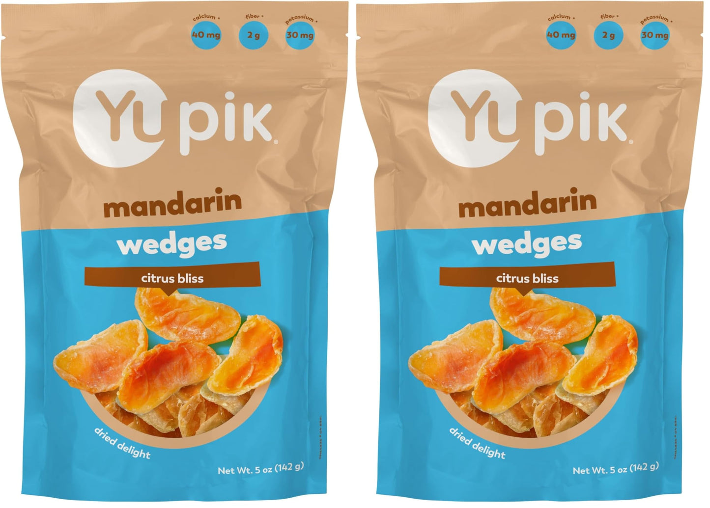 Yupik Dried Mandarin Wedges, 5 Oz, Kosher, Tangerine Wedges, Orange Dried Fruits, Tangy & Chewy Snacks (Pack of 2)